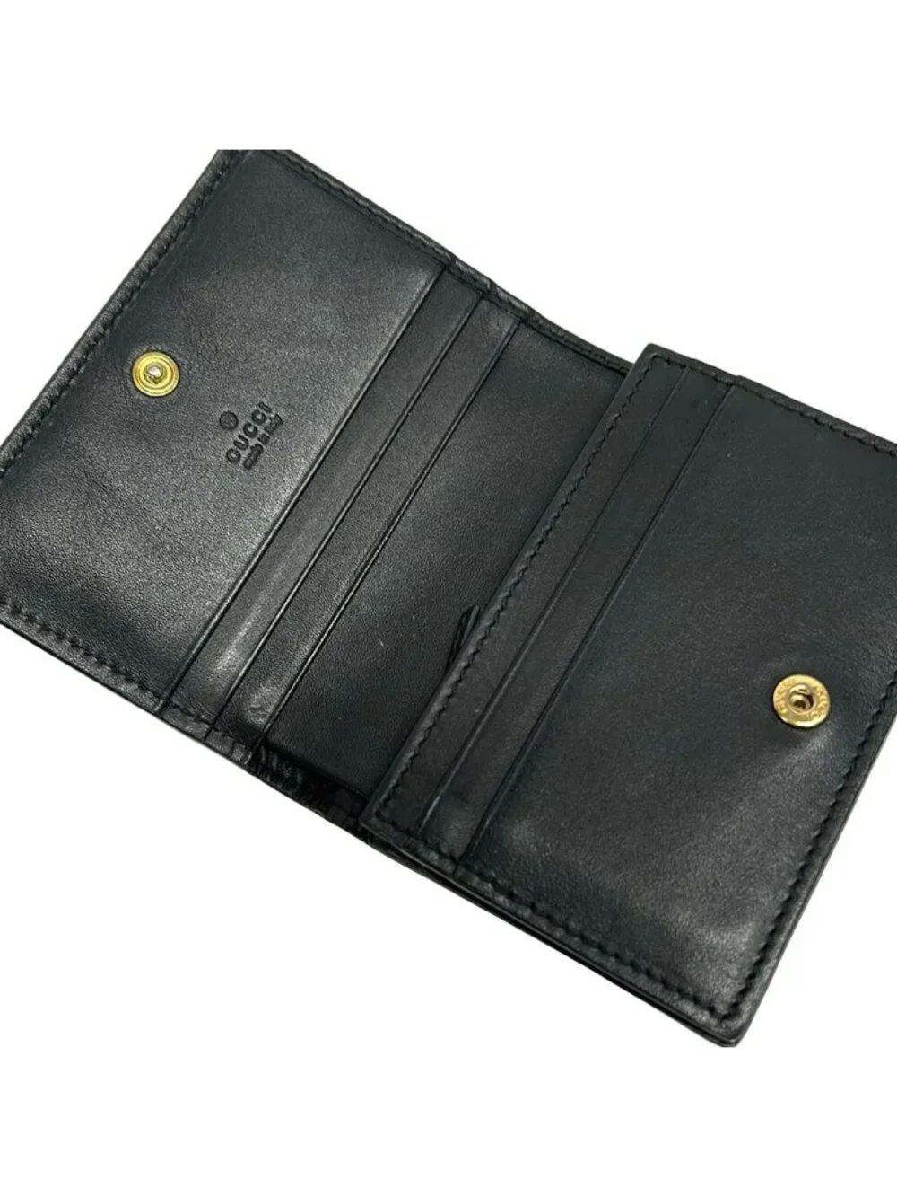 ★SOLD★ Gucci Bifold Wallet GG Plus Supreme Beige Dark Brown Gold Bee - Picture 3 of 6